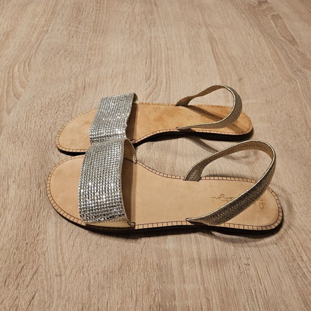 Lily Pulitzer Amelia Crystal Gold Metallic Slingback Sandals Size 9 M Womens